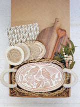 Oval Bread Warmer Gift Box With Round Wooden Board and Spoon