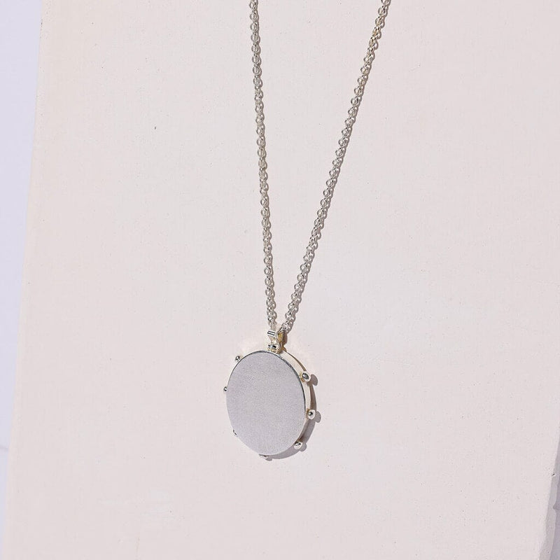 Oval Faux Locket Necklace Necklaces Mulxiply Sterling Silver 