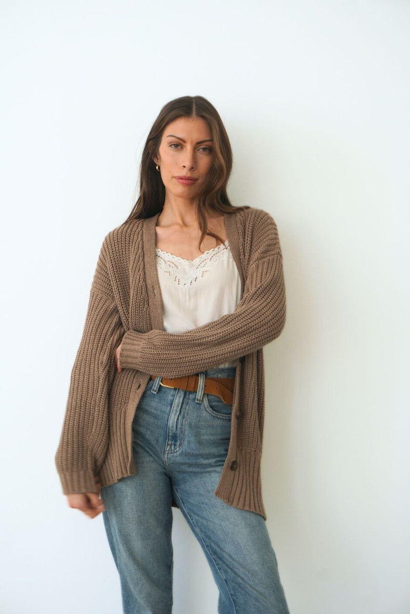 Paneros Clothing Emily Cardigan in Mocha sweater Paneros Clothing 