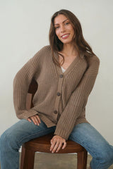 Paneros Clothing Emily Cardigan in Mocha sweater Paneros Clothing 