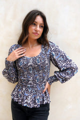 Paneros Clothing Stella Top in Navy Floral Top Paneros Clothing 