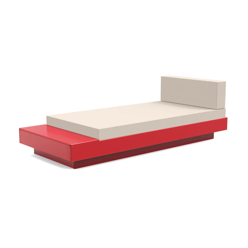 Platform One Outdoor Chaise Lounge with Table Outdoor Seating Loll Designs Apple Red Canvas Flax 