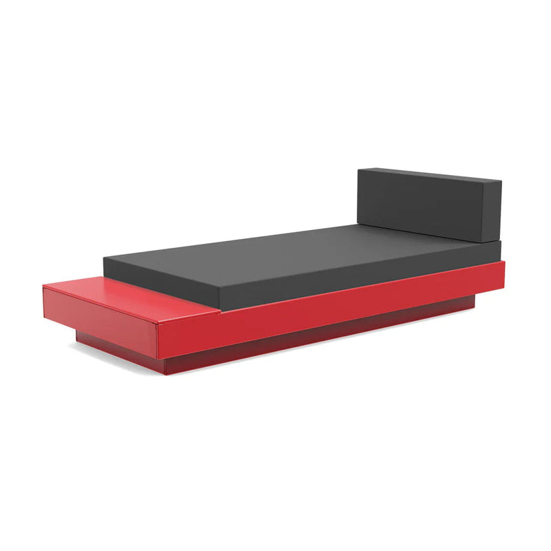 Platform One Outdoor Chaise Lounge with Table Outdoor Seating Loll Designs Apple Red Cast Charcoal 