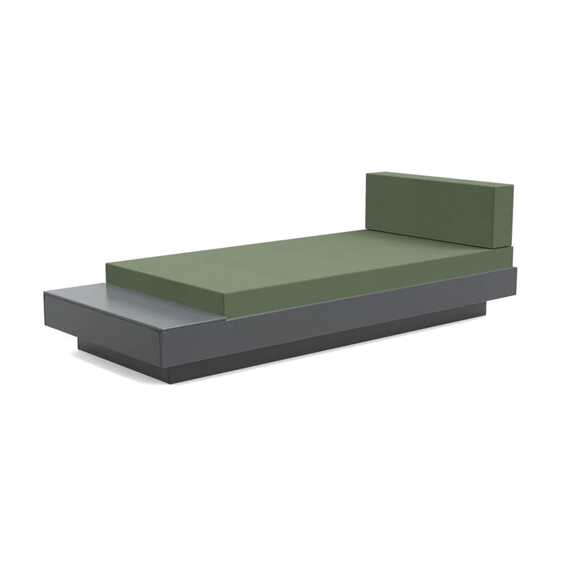 Platform One Outdoor Chaise Lounge with Table Outdoor Seating Loll Designs Charcoal Gray Canvas Fern 