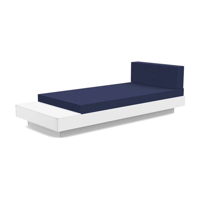 Platform One Outdoor Chaise Lounge with Table Outdoor Seating Loll Designs Cloud White Canvas Navy 