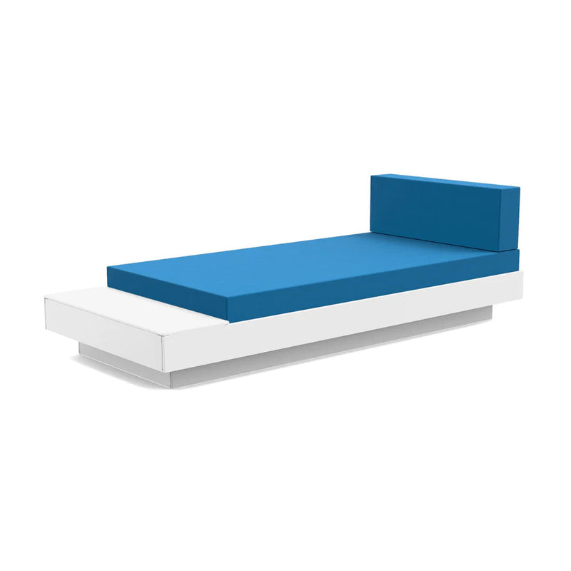 Platform One Outdoor Chaise Lounge with Table Outdoor Seating Loll Designs Cloud White Canvas Regatta Blue 