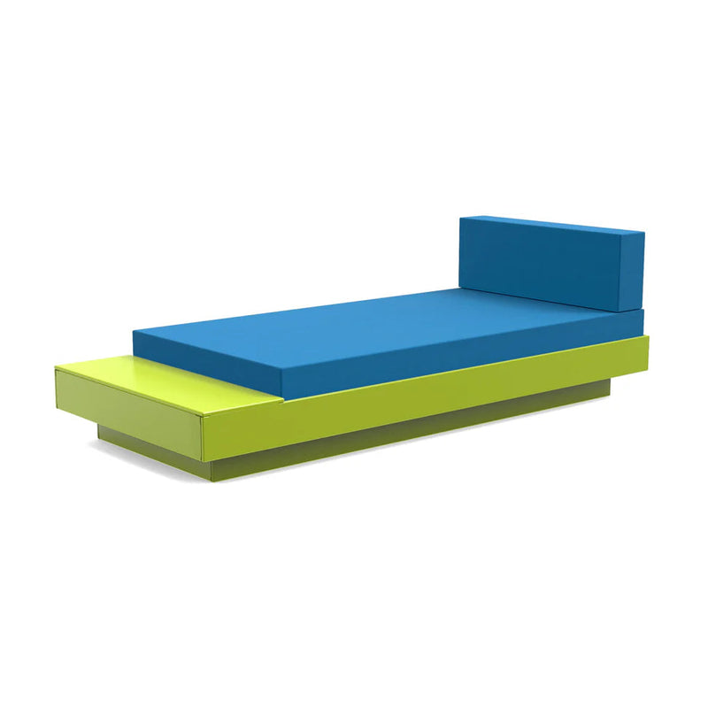 Platform One Outdoor Chaise Lounge with Table Outdoor Seating Loll Designs Leaf Green Canvas Regatta Blue 