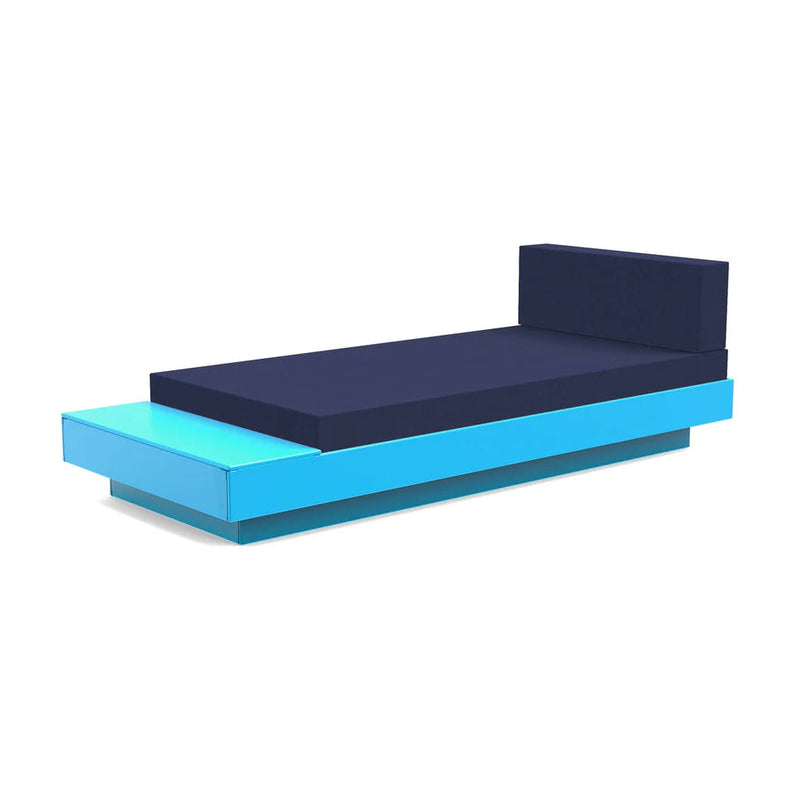 Platform One Outdoor Chaise Lounge with Table Outdoor Seating Loll Designs Sky Blue Canvas Navy 