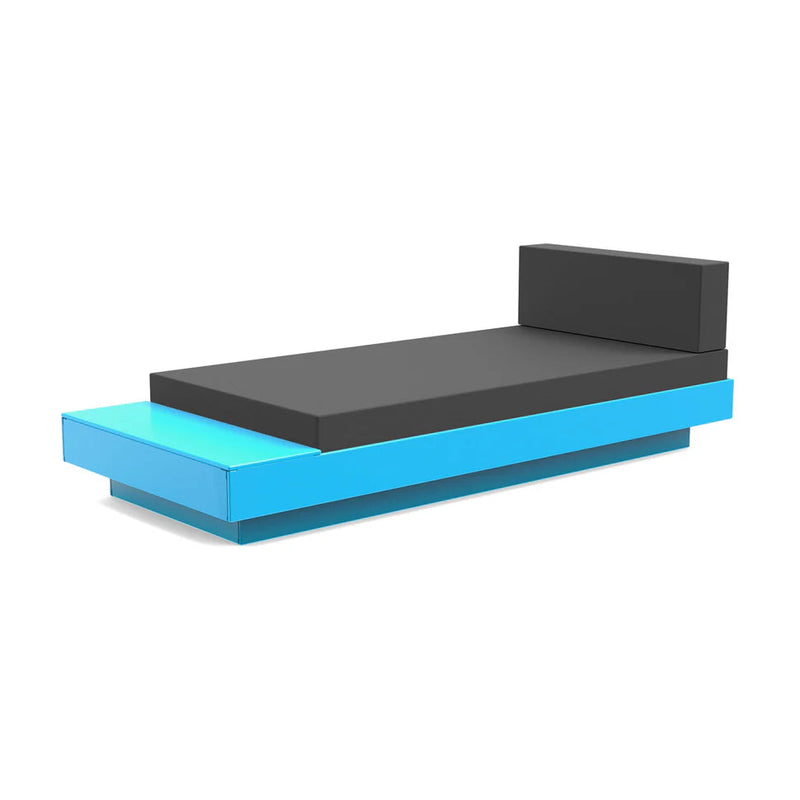 Platform One Outdoor Chaise Lounge with Table Outdoor Seating Loll Designs Sky Blue Cast Charcoal 