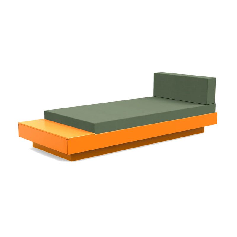 Platform One Outdoor Chaise Lounge with Table Outdoor Seating Loll Designs Sunset Orange Canvas Fern 