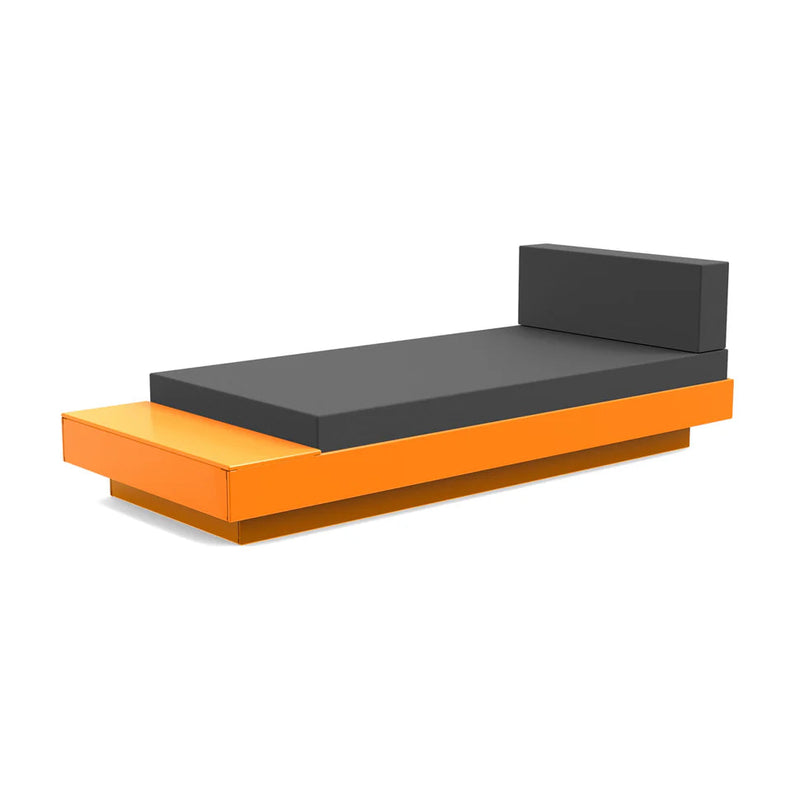 Platform One Outdoor Chaise Lounge with Table Outdoor Seating Loll Designs Sunset Orange Cast Charcoal 