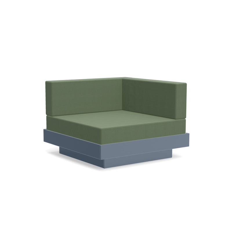 Platform One Recycled Outdoor Sectional Corner Outdoor Seating Loll Designs Ash Blue Canvas Fern 