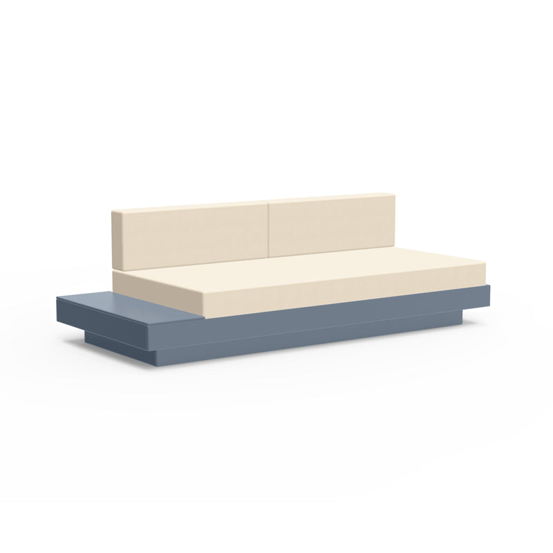 Platform One Recycled Outdoor Sectional Sofa Left/Right Table Outdoor Seating Loll Designs Ash Blue Canvas Flax 