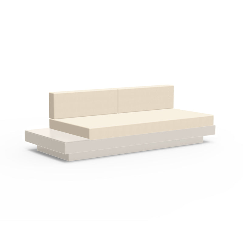 Platform One Recycled Outdoor Sectional Sofa Left/Right Table Outdoor Seating Loll Designs Fog Canvas Flax 