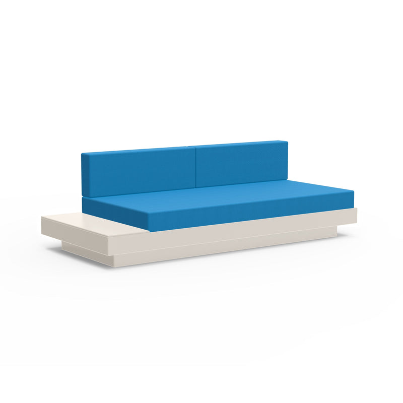 Platform One Recycled Outdoor Sectional Sofa Left/Right Table Outdoor Seating Loll Designs Fog Canvas Regatta Blue 