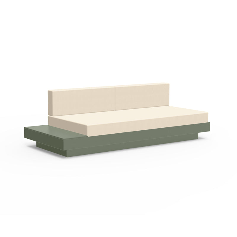 Platform One Recycled Outdoor Sectional Sofa Left/Right Table Outdoor Seating Loll Designs Sage Canvas Flax 