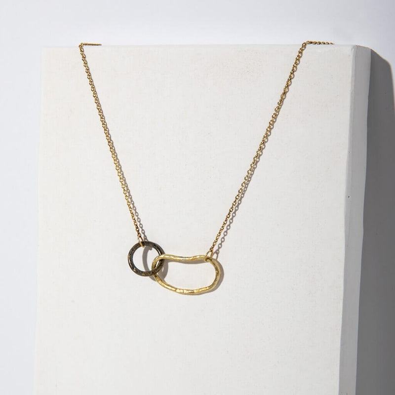 Pool Minimal Necklace Necklaces Mulxiply Hammered Brass and Oxidized Brass 