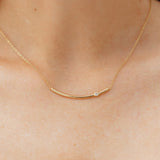 Recycled Gold Curved Bar Necklace - White Topaz Necklaces Sara Patino Jewelry 