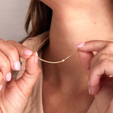 Recycled Gold Curved Bar Necklace - White Topaz Necklaces Sara Patino Jewelry 