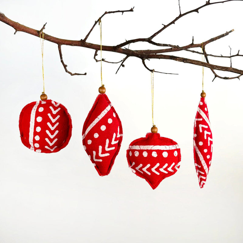 Red Finial Shaped Ornaments Set