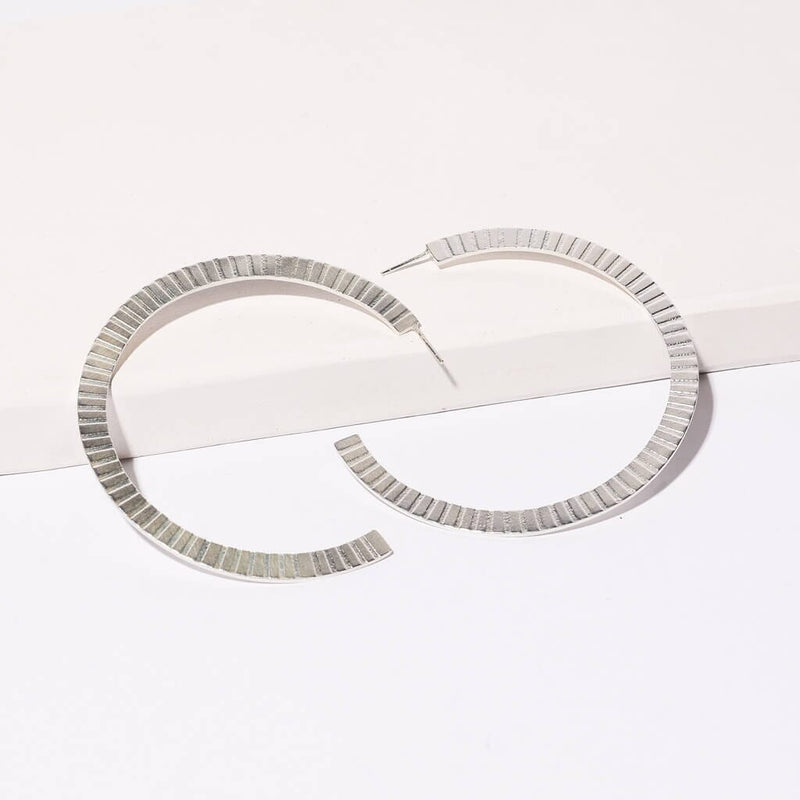 Ridge Hoop Earrings Earrings Mulxiply Sterling Silver 