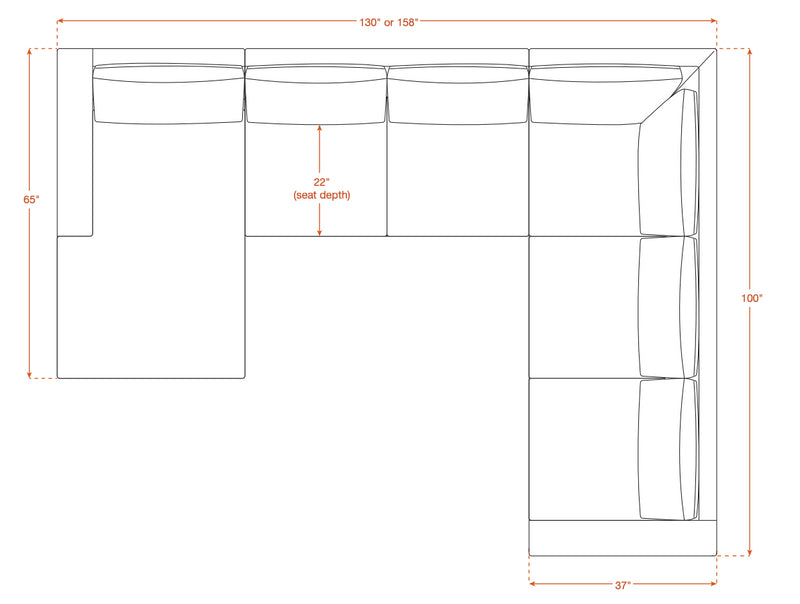 Rio U Sectional in Natural Latex - Linen