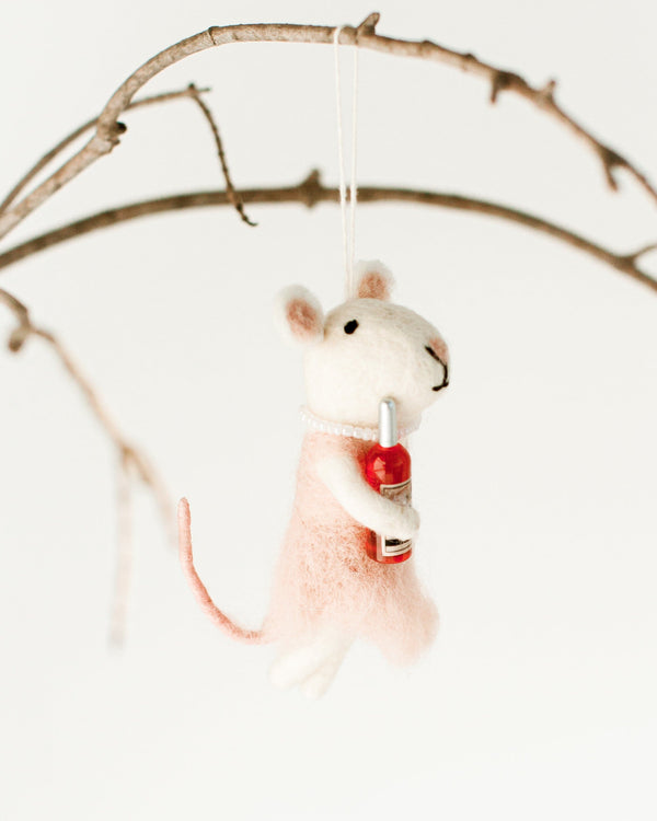 Rosé All Day Felt Mouse Ornament