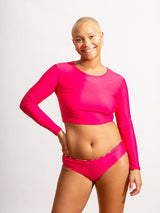 Rose Recycled Swim Crop Top Swimwear Sensi Graves Vivid Pink XS 