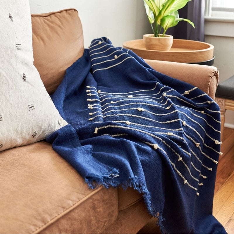 Rosewood Indigo Handloom Merino Throw Blankets and Throws Studio Variously 