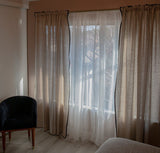 Rough Linen Smooth Bordered Linen Curtain Curtain Rough Linen 