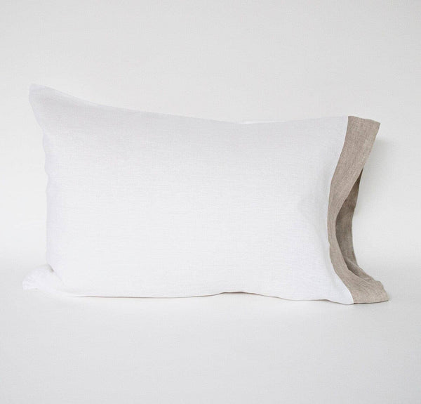 Rough Linen Smooth Bordered Linen Pillowcase Pillowcase Rough Linen 