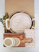 Round Bread Warmer Gift Box With Rectangular Wooden Board and Spoon