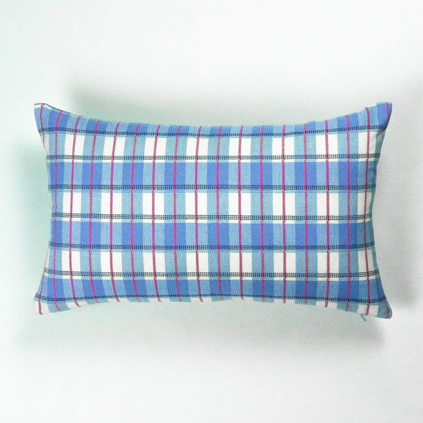 San Andres Gingham Lumbar Pillow Lumbar Pillows Archive New York Blue and White Without Insert 