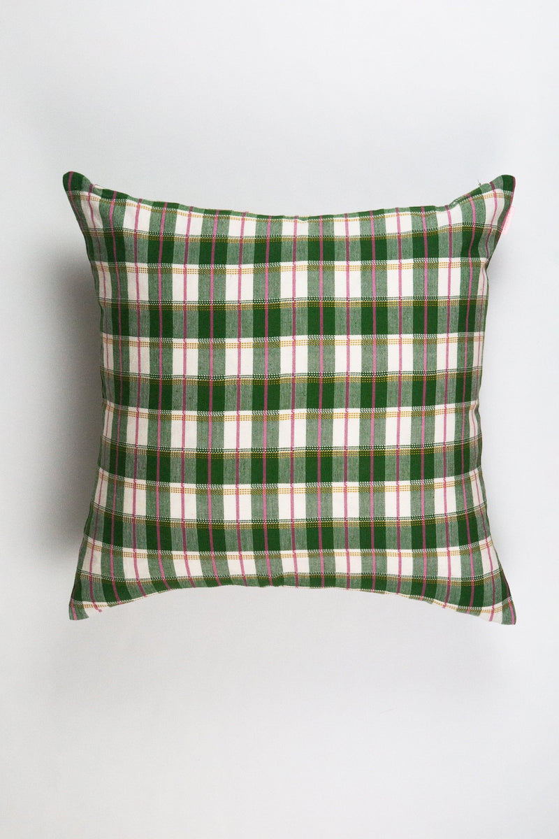 San Andres Gingham Pillow Throw Pillows Archive New York Green and White Without Insert 