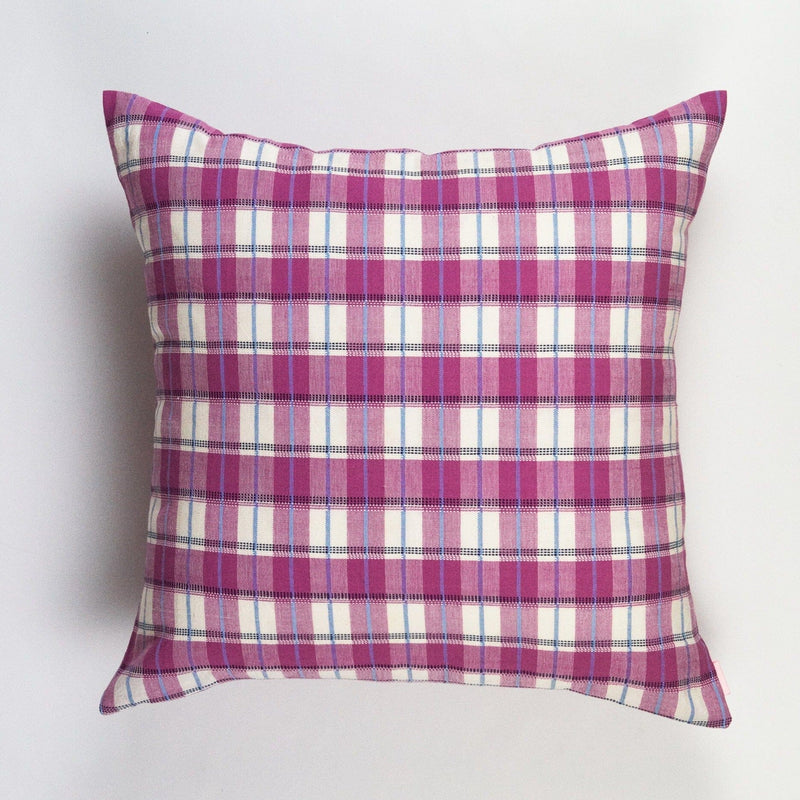 San Andres Gingham Pillow Throw Pillows Archive New York Pink and White Without Insert 