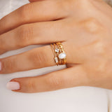 Gold Big Brilliant White Topaz Ring