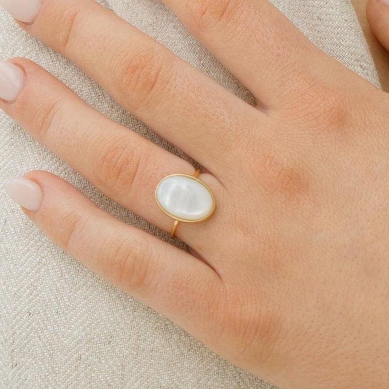 Gold Grande Oval Pearl Ring