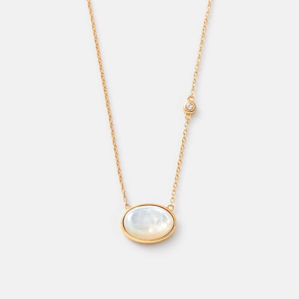 Gold Oval Pearl Necklace