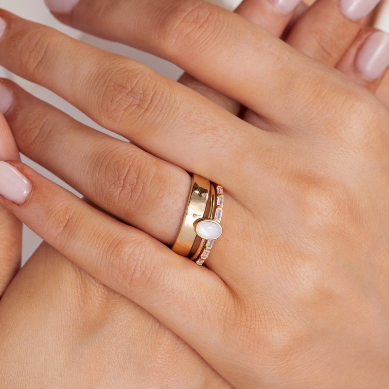 Gold Petite Oval Pearl Ring