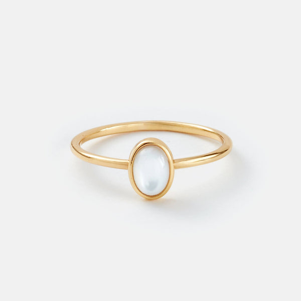 Gold Petite Oval Pearl Ring