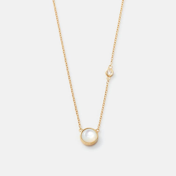 Gold Round Pearl Necklace