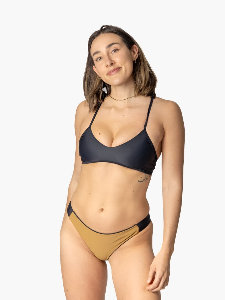 Sensi Graves Nadja Eco Friendly Cheeky Reversible Bikini Bottom - Black/Bronze Bikini Bottom Cheeky Sensi Graves 