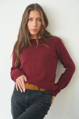 Sloane Crewneck Women's Sweaters Paneros Clothing Burgundy XXS 