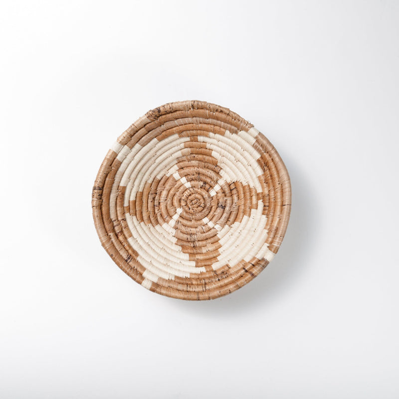 Small Banana Fiber Monochrome Daisy Basket Woven Bowls Maadili Collective 