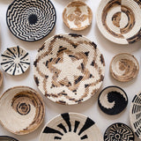 Small Banana Fiber Monochrome Daisy Basket Woven Bowls Maadili Collective 