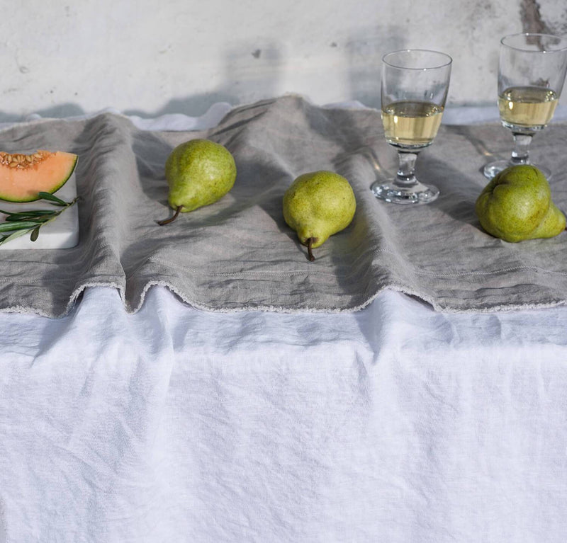 Raw Edge Smooth Midweight Linen Table Runner