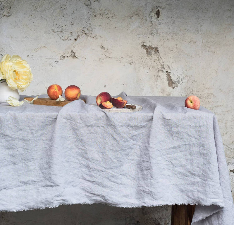 Raw Edge Smooth Midweight Linen Tablecloth