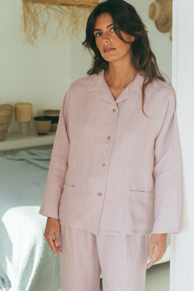 Snooze Long Sleeve Linen Pajama Set