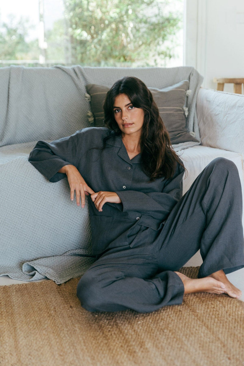 Snooze Long Sleeve Linen Pajama Set