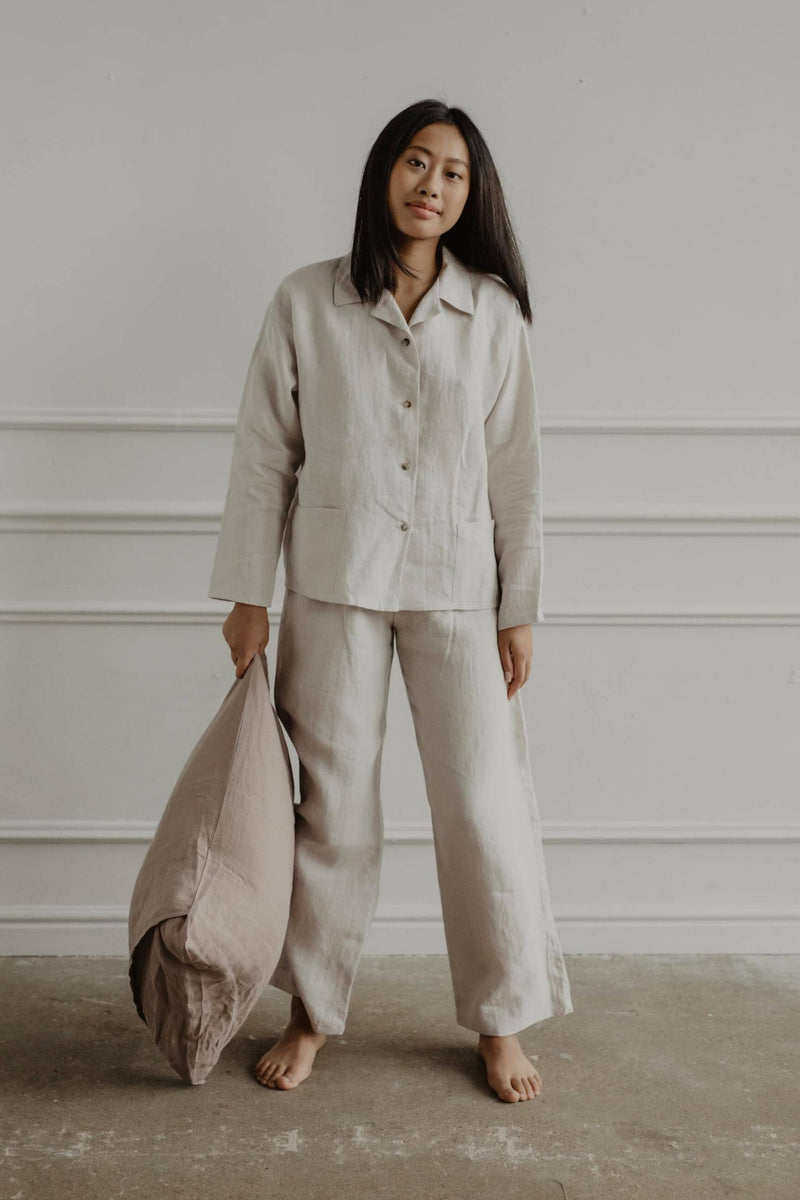 Snooze Long Sleeve Linen Pajama Set